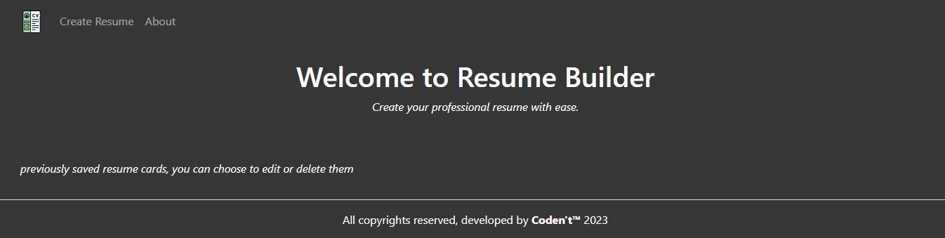 Coden't Resume Builder - Project Screenshot